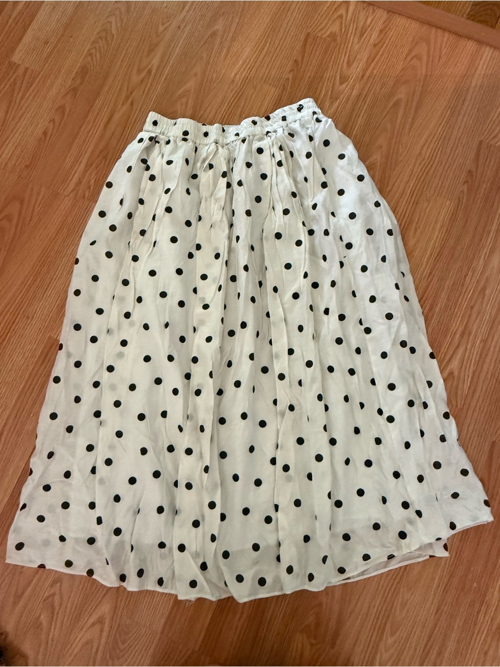 Buffalo David Bitton White Midi Skirt with Black Polka Dots